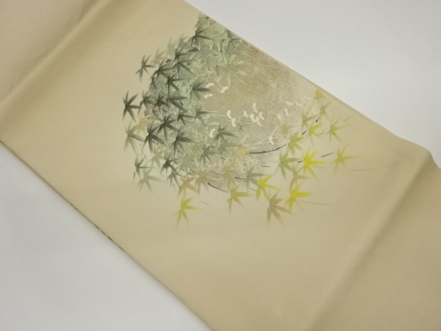 作家物　塩瀬金彩手描き笹模様名古屋帯